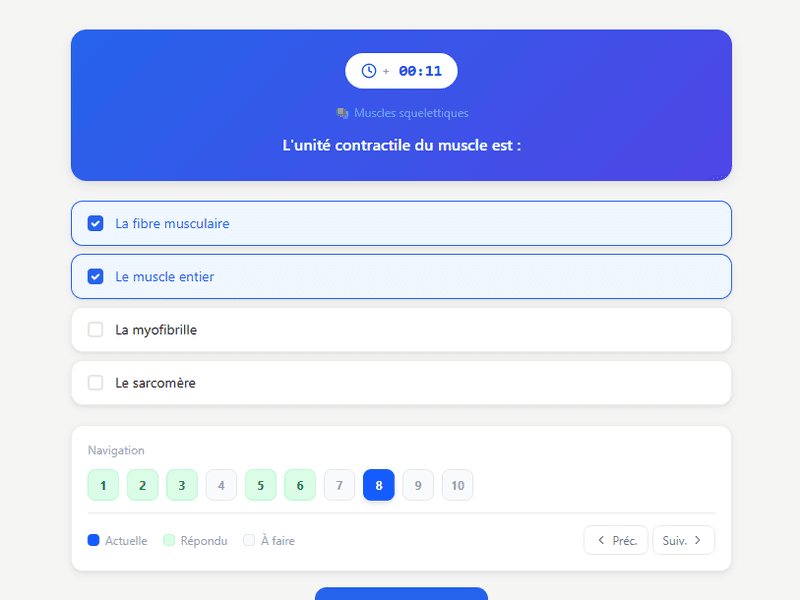 Une simulation d'examen en QCM
